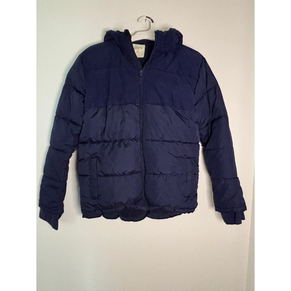 Thereabouts Boys Navy Blue Puffer Jacket Corduroy Trim Hooded Coat XL 18/20